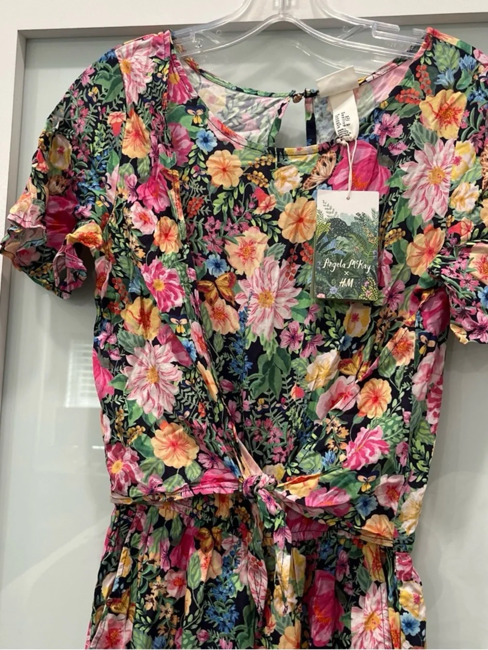 Angel McKay Multi-colored floral print jumpsuit with tie waist, Size 18